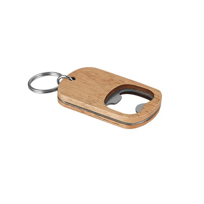 100Pcs/Lot Wooden Bottle Opener Key Chain Wood Unique Creative Gift Can Opener Kitchen Tool Wood Unique Creative Gift