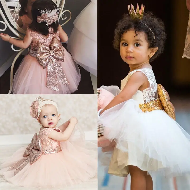 Newest Toddler Kids Girl Princess Dress Flower Wedding Party Pageant Sleeveless O-Neck Formal Dresses