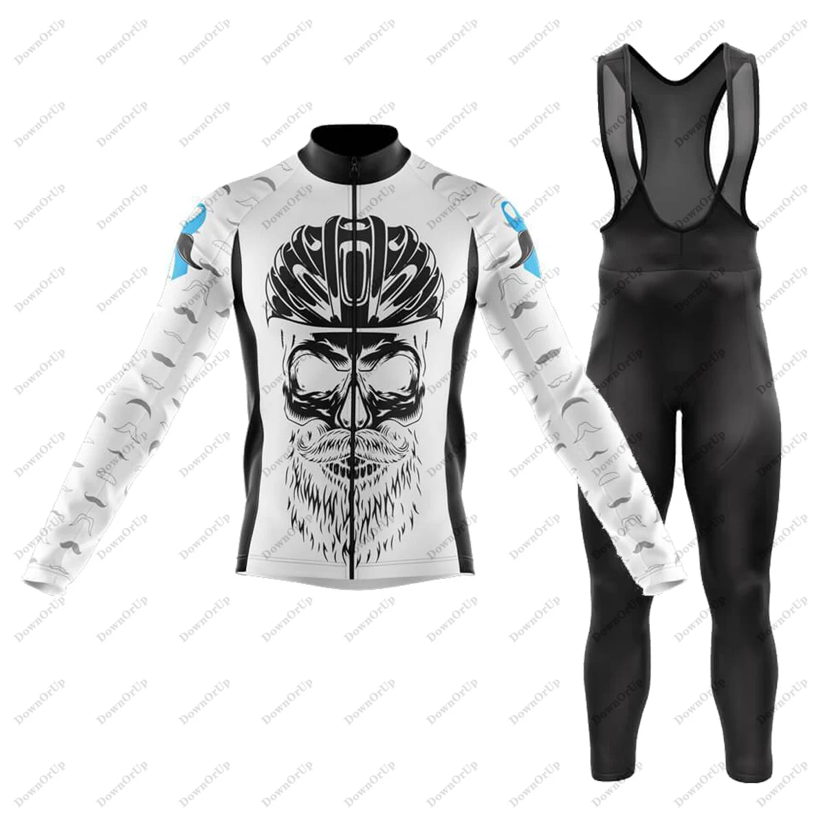 

Movember White/Black Maillot Ciclismo Hombre Long Cycling Jersey Bib Gel Bib Pants Bicicleta De Montaña Ciclismo Masculino