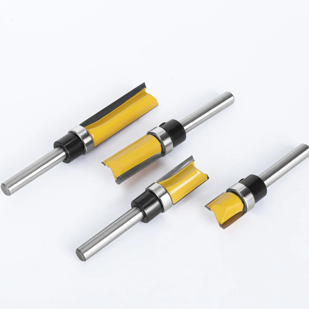 3pcs 1/4\'\' Flush Trim Router Bit Pattern Bit Top & Bottom Bearing 1/2\