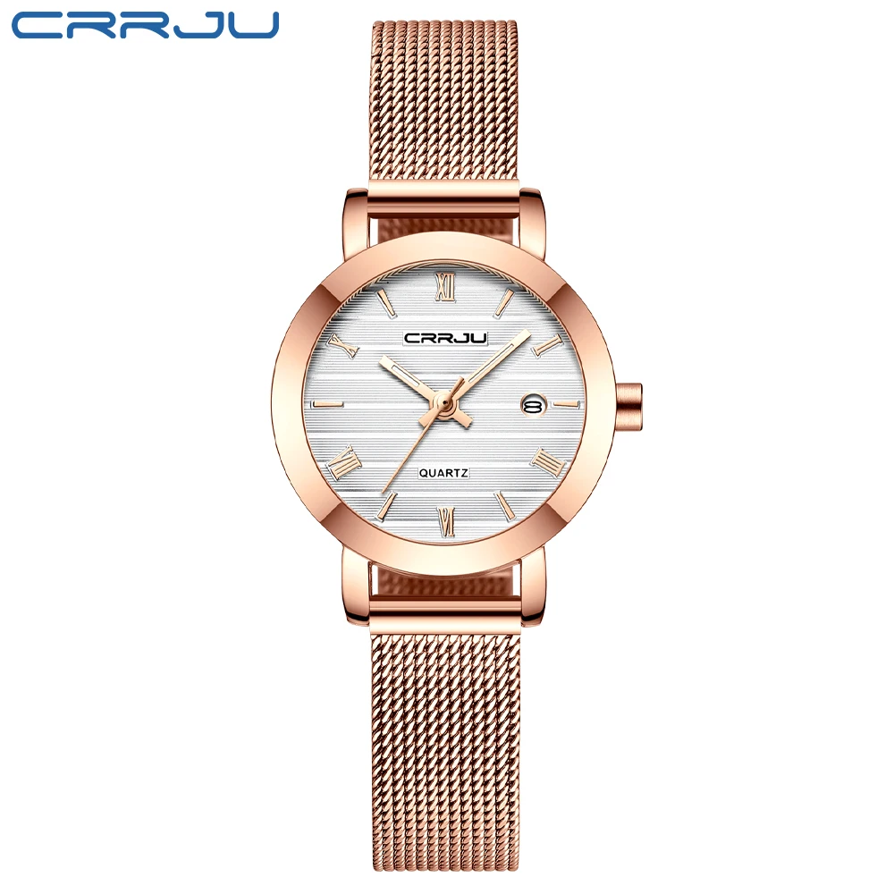 CRRJU Women's Dress Watches Fashion Ladies Watch Beautiful Minimalist Waterproof Date Slim Quartz Watches for Women Reloj Mujer