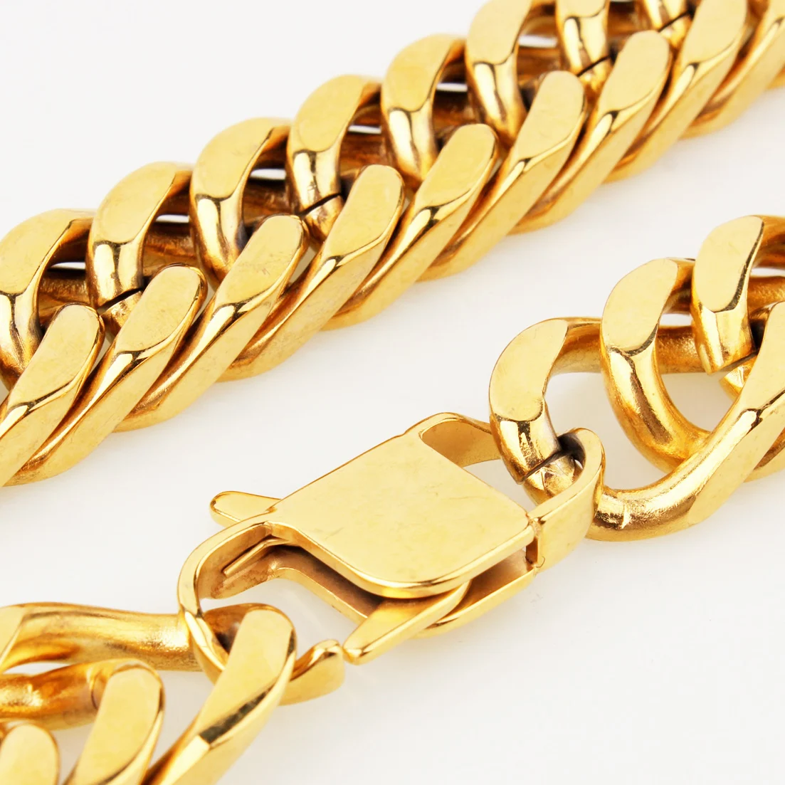 10/12/15/17/19MM Silver/Gold/Black Fashion Mens Womens Stainless Steel Curb Cuban Link Chain Necklace Or Bracelet 7-40\