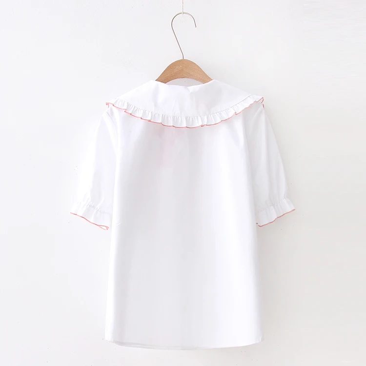 Sweet Lolita Top Cổ Peter Pan Nơ Thêu Victoria Áo Sơ Mi Tươi Gothic Lolita Áo Kawaii Cô Gái Loli Cos