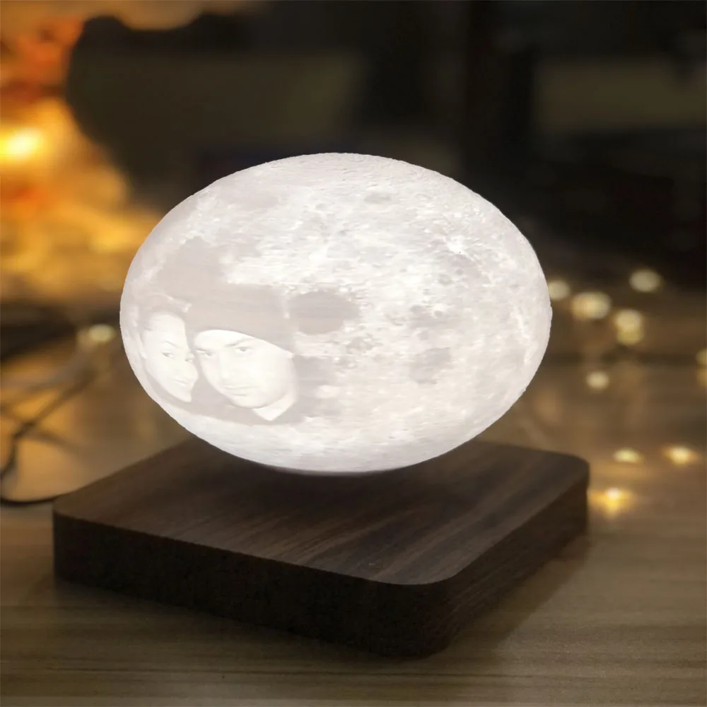 Customizable Creative 3D Magnetic Levitation Moon Lamp Night Light Rotating Led Moon Floating Lamp Home Decoration Holiday