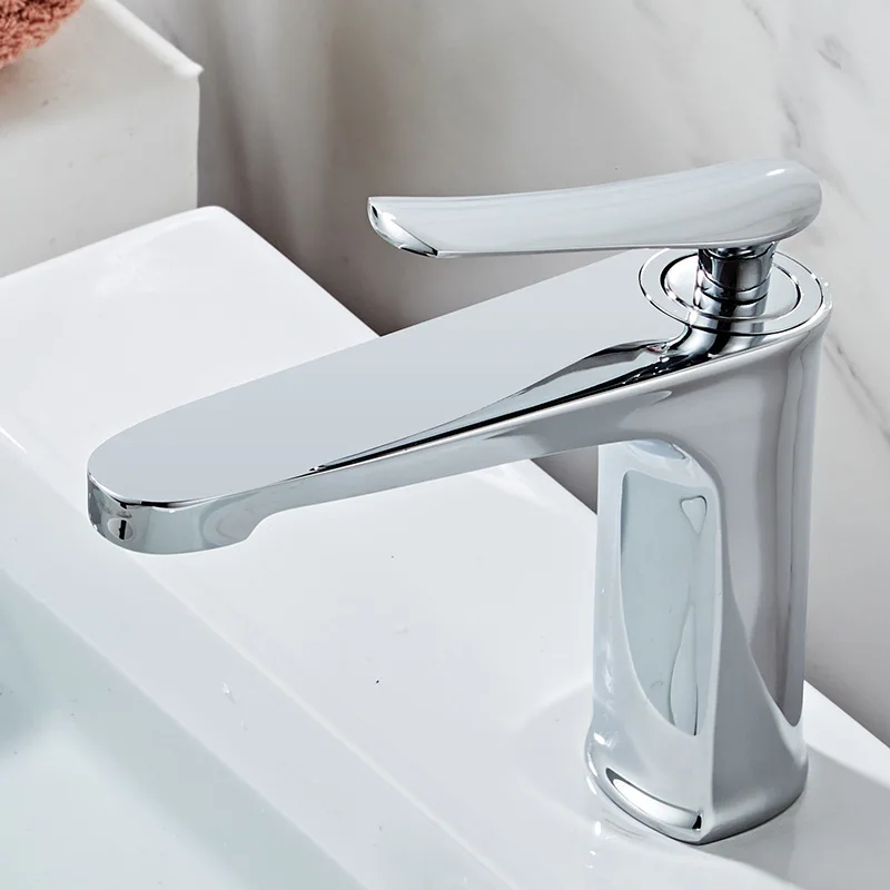 Basin Faucet Bathroom Hot Cold Sink Tap Brass Chrome Gold Fashion Single Lever Bathroom Brass Water Mixer Crane