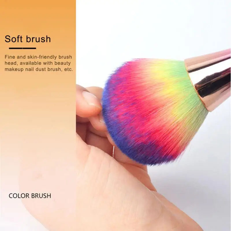 1Pc Nail Art Colorful Soft Hair Nail Cleaning Brush For UV Gel Nail Polishing Dust Cleaner Powder Makeup Brush Manicure Tool