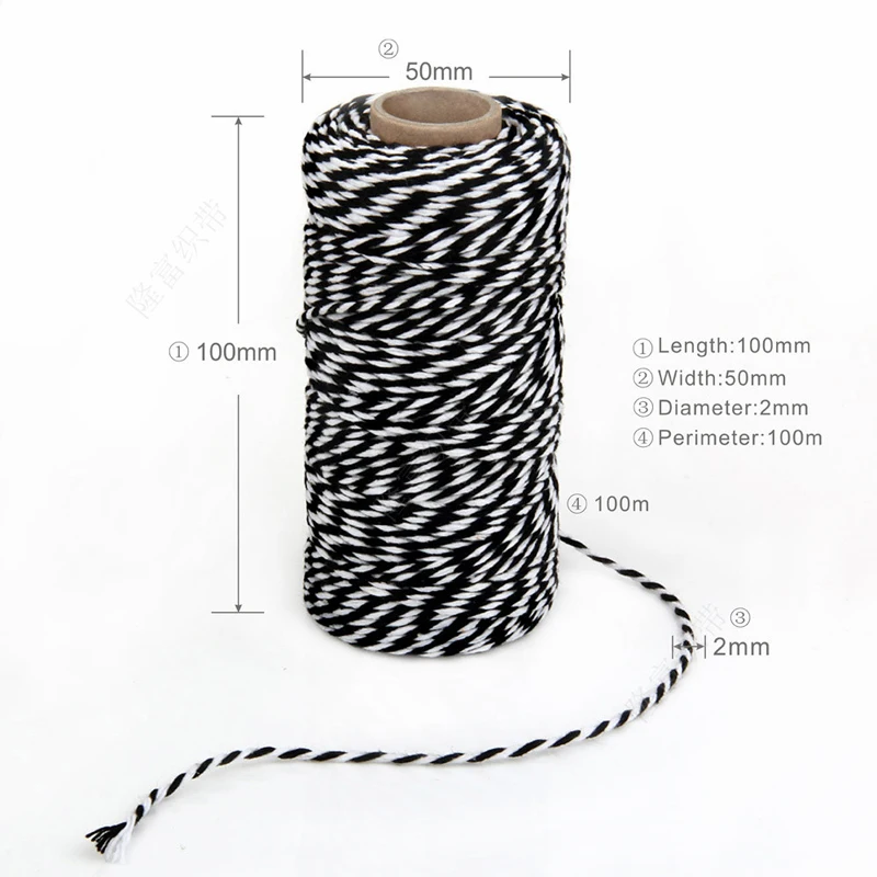DIY Twisted Cords Gift Packaging Accessories Packing Decoration Wedding Party Packaging Double Color Cotton Baker Twine Rope