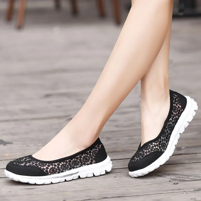 Women Sneakers Platform Casual Shoes Woman Flats Slip on Lace Loafers Ladies Black Gray Red Plus Size35~41