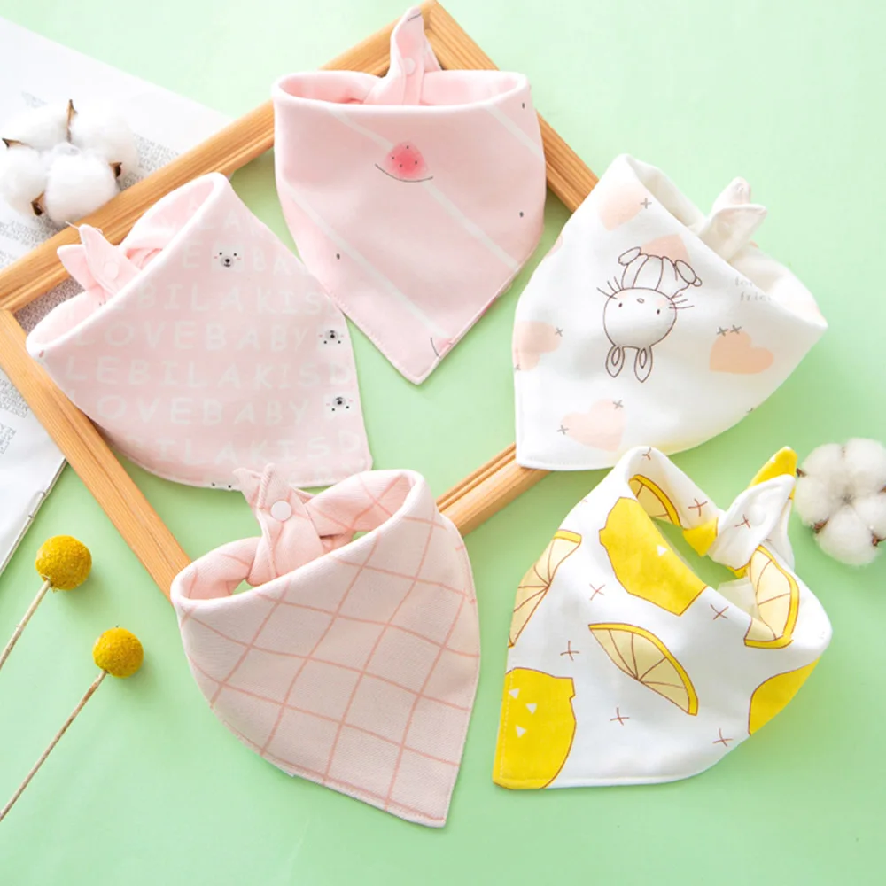 5 Pieces Baby Bibs Cotton Triange Scarf Infant Eating Food Burp Cloth Saliva Towel Bandana Bibs Newborn Stuff For Boy Girl