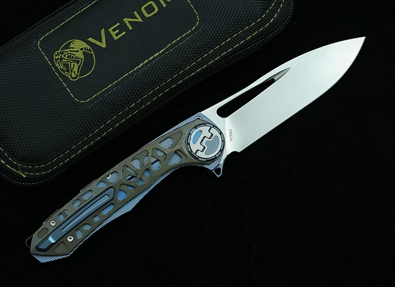 Venom Harpoon Folding Knife M390 Blade Titanium/Carbon Fiber Handle Outdoor Camping Hunting Kitchen Survival Pocket EDC Tool