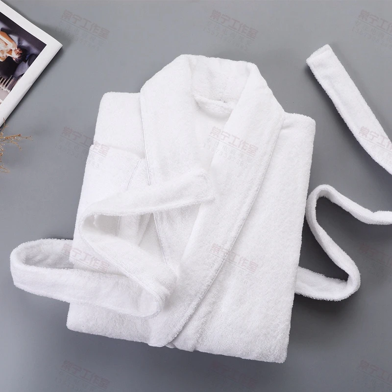 Winter  Men 100% Cotton Kimono Bathrobe Gown Lovers Couple Towel Fleece Nightwear Winter Thicken Warm Soft Robe Gown Sleepwear