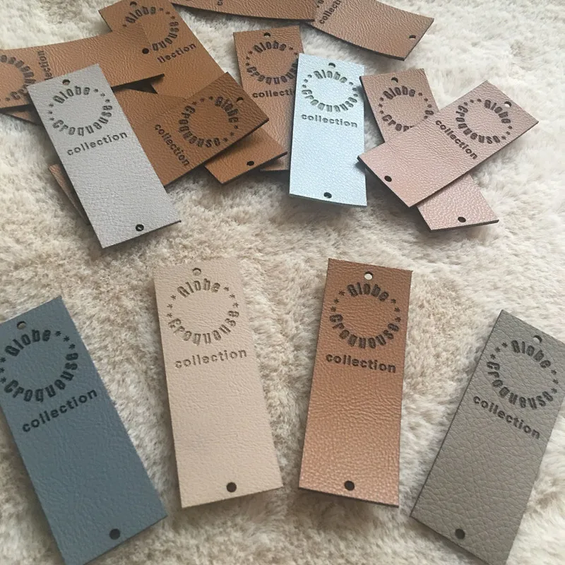 30pcs Leather labels personalized for knitting crochet Brand logo handmade tags for rivets Sewing clothing blanket - DIY label