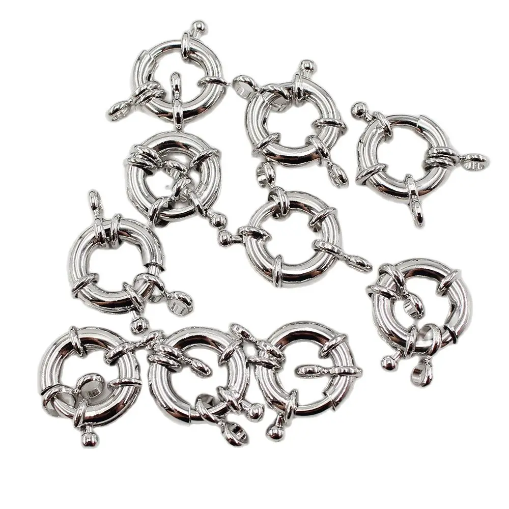 APDGG 10 Pcs 15MM Moon Circle Copper White Gold Plated Clasps For Pearl Bracelets Necklaces Making DIY Craft Accessories