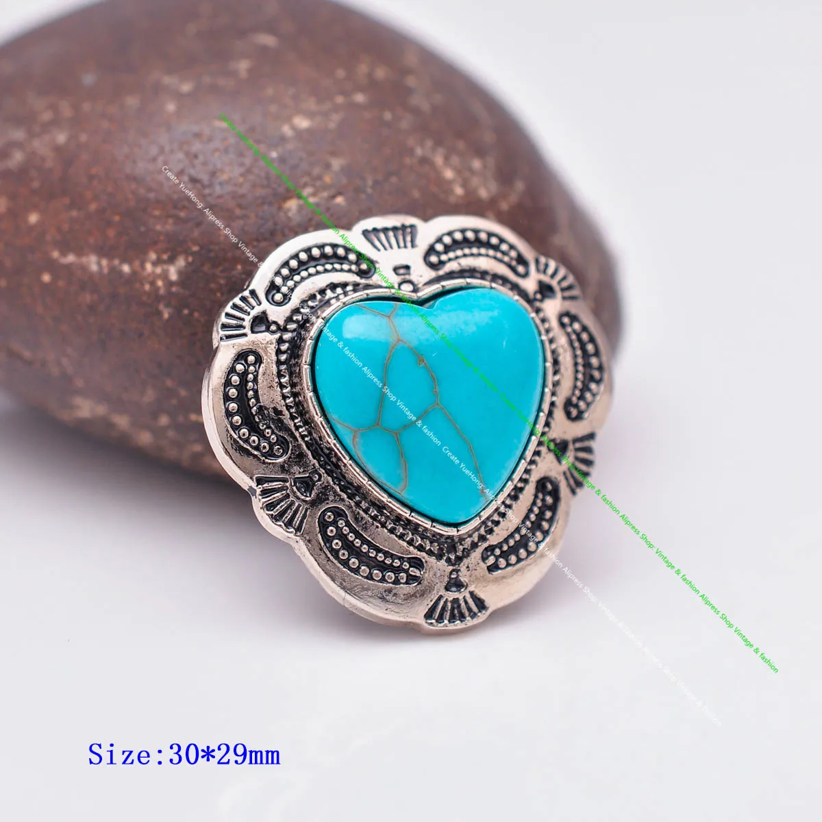 10X Silber Indische Blume Kunst Echt Grün Liebe Herz Türkis Leathercraft Haar Zubehör Nähen Schaft Taste Concho Verschluss – Detail 17