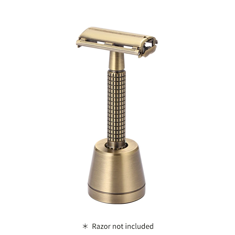 Safety Razor Base Classic Dual Edge Safety Razor Base Stand Shaving Accessories Bronze Color Non-slip 1 pc (Only Base no razor)