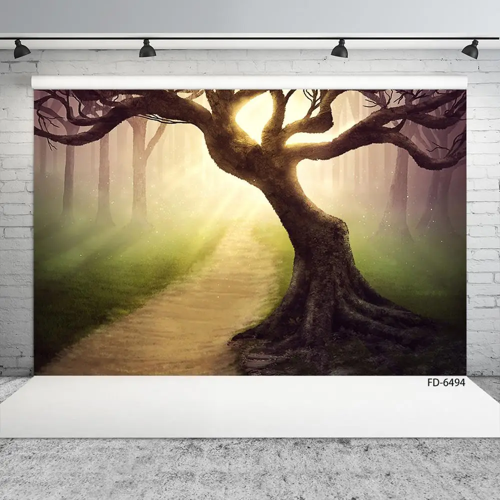 Dry Grove Sunshine Footpath Photo Background Vinyl Cloth Backdrop Photography Props for Children Baby Portrait Pets Photobooth