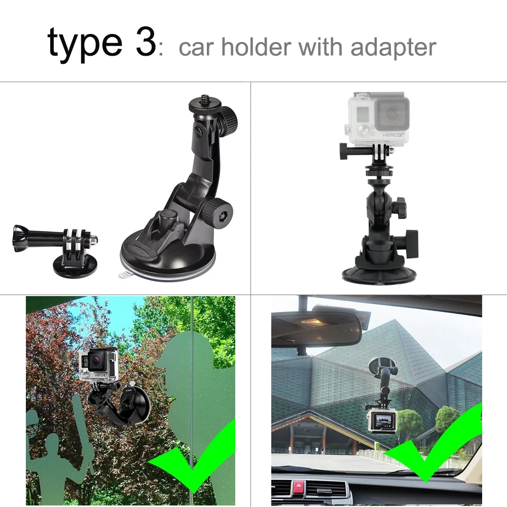 GloryStar Optional Bike/Motorbike Mount for Gopro Accessories for Xiaomi Yi Suction Cup Car Mount for Sjcam Sj4000 Eken H9 H9R