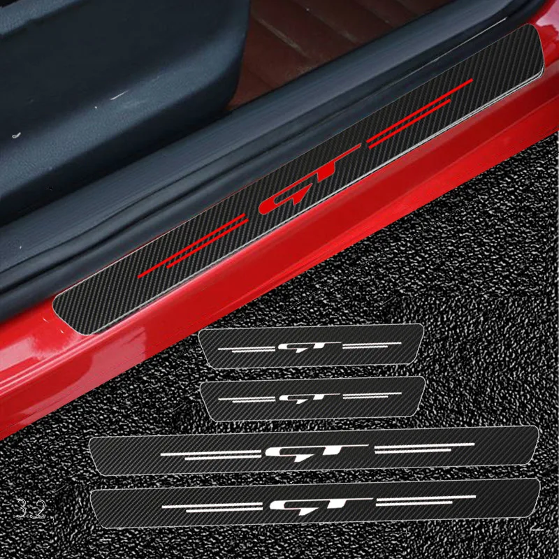 4pc Carbon Fiber Door Sill Guards Sticker for Peugeot 206 308 407 207 307 508 3008 5008 Kia Forte Cerato RIO 3 4 K5 GT Line 2021