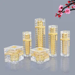 6pcs/pack 15g 30g 50g Gold/Silver Acrylic Cream Jar Empty Cosmetic Bottle Container Jar Square Lotion Pump Bottle Spray Bottle