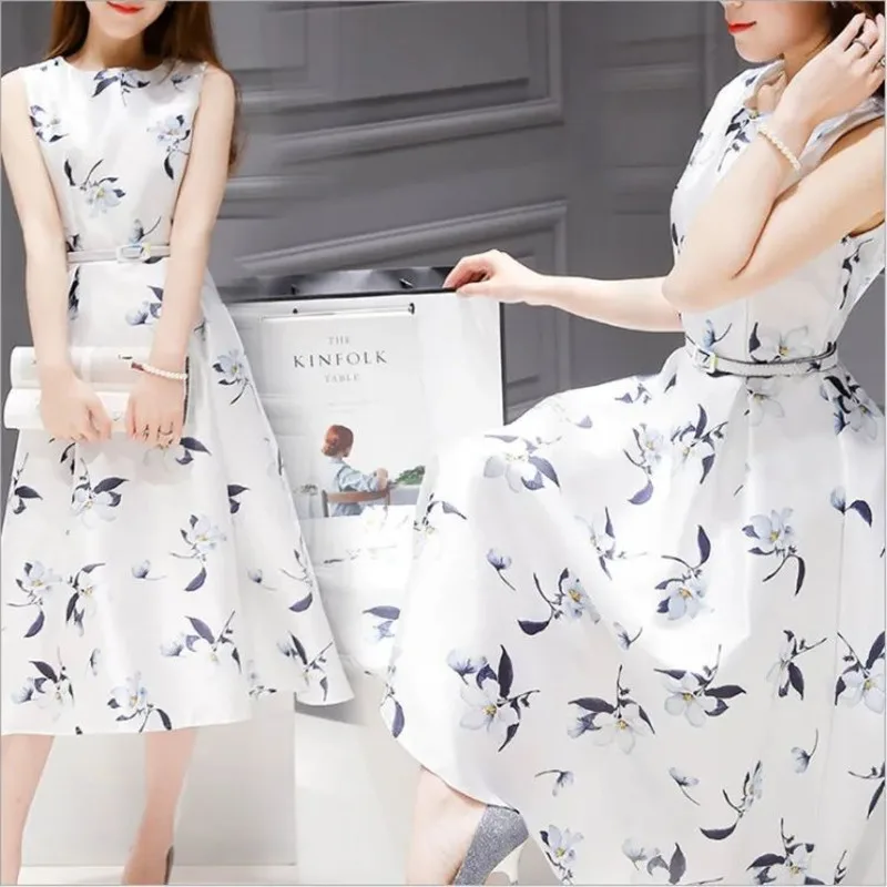 Women's Chiffon Print Dresses For Women Party Maxi With Waist Down Swing Summer 2024 Casual Female Long Lace Dress Elegant Oodji