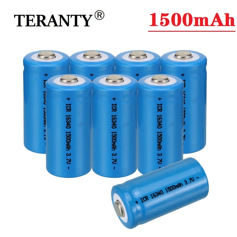 1500mAh 3.7V 16340 akumulatory CR123A bateria LED latarka ładowarka ścienna, podróżna do akumulatora litowo-jonowego 16340 CR123A