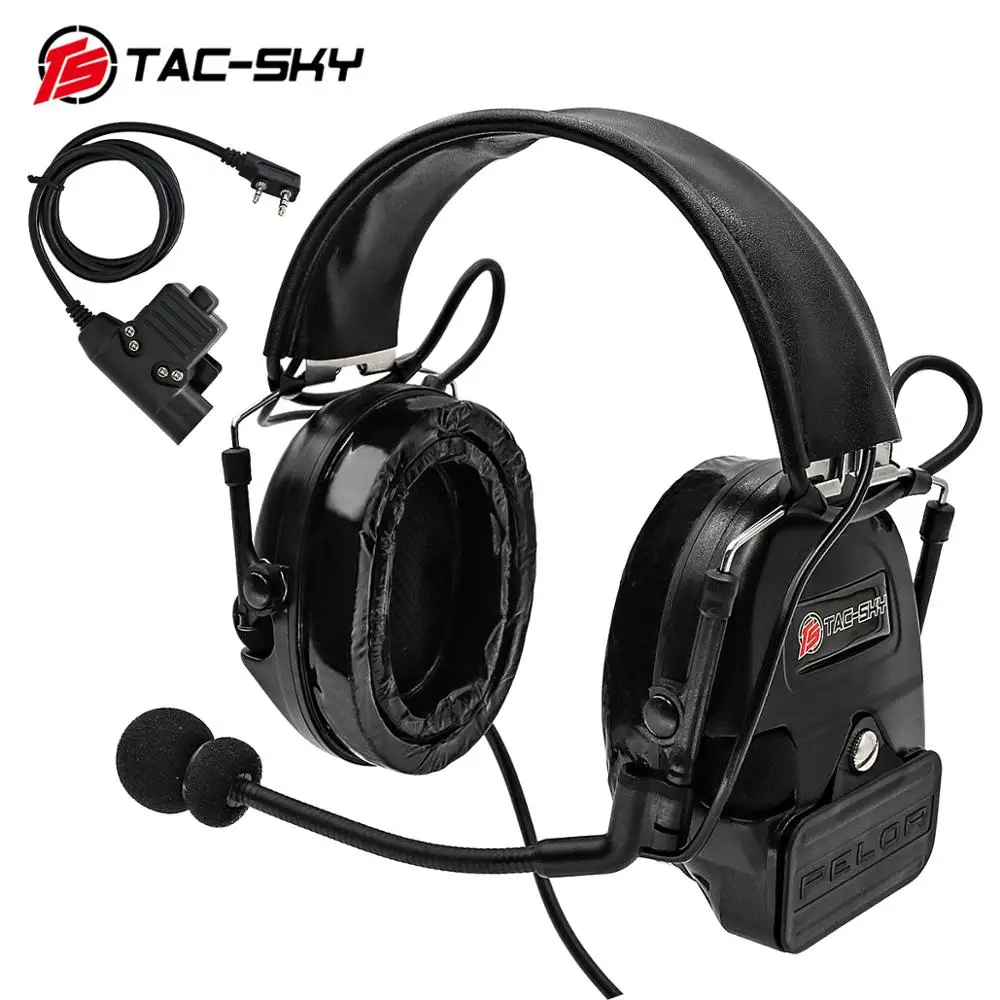 TAC-SKY COMTA I Silicone Earmuffs Hearing Defense Noise Reduction Pickup Military Shooting Tactical Headset BK+U94PTT