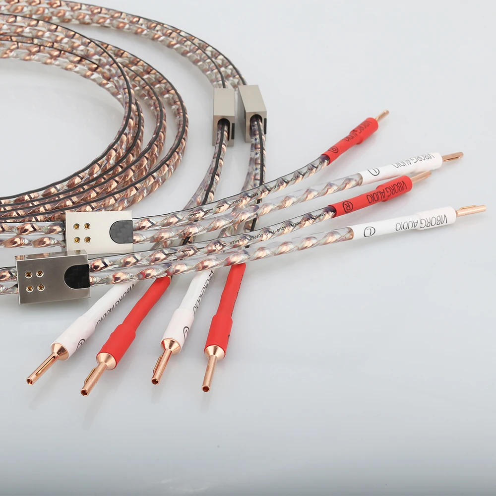 Viborg VS903 Flat Speaker Cable Pure Copper Hifi Audiophile Speaker Wire for Home Theater In-wall Under Carpet Banana Y Plug