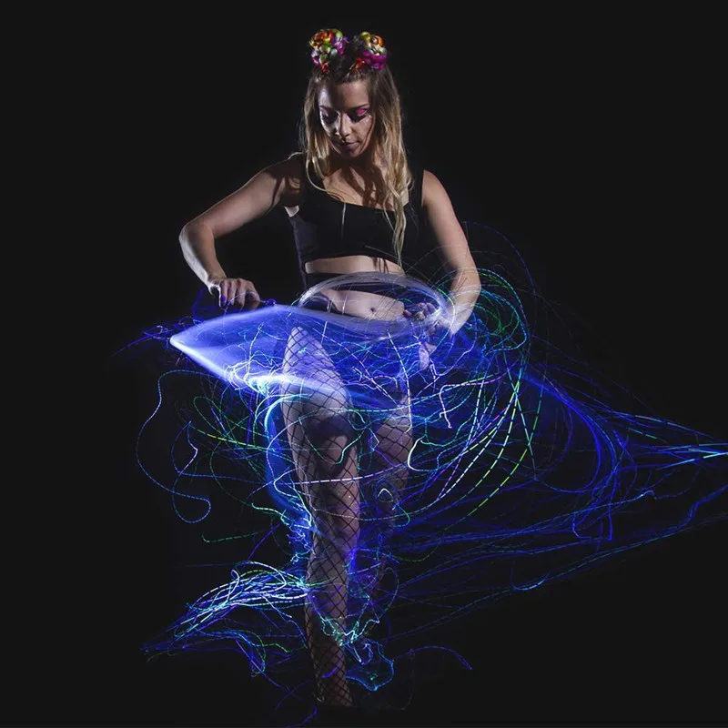 Super bright LED Optic Fiber Whips Rechargeable Fiber optical Pixel Light-up Whip Lights Flow Toy Rave Dance Party Lighting show