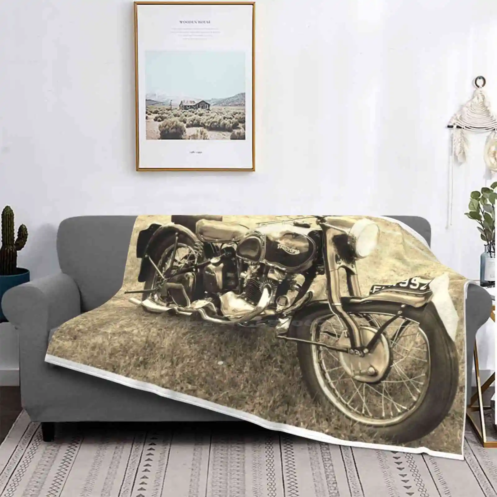 Motorbike Air Conditioning Blanket Travel Portable Blanket Motorbike Motorbike 50s 60s Bike Wheels Classic