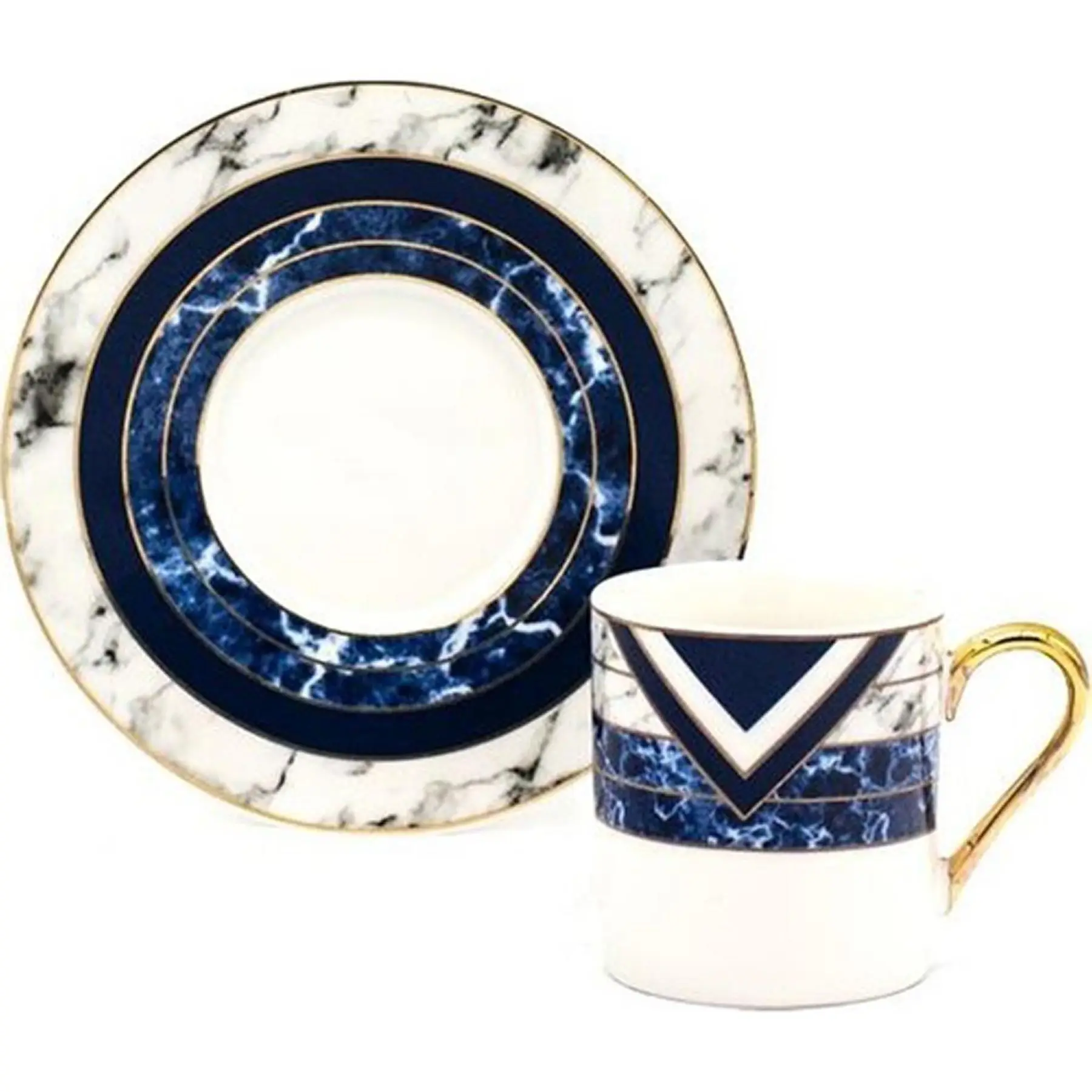 DOLBOVI Symbol Marble Pattern coffee cup Pad Blue White mug кружка coffee cup cup