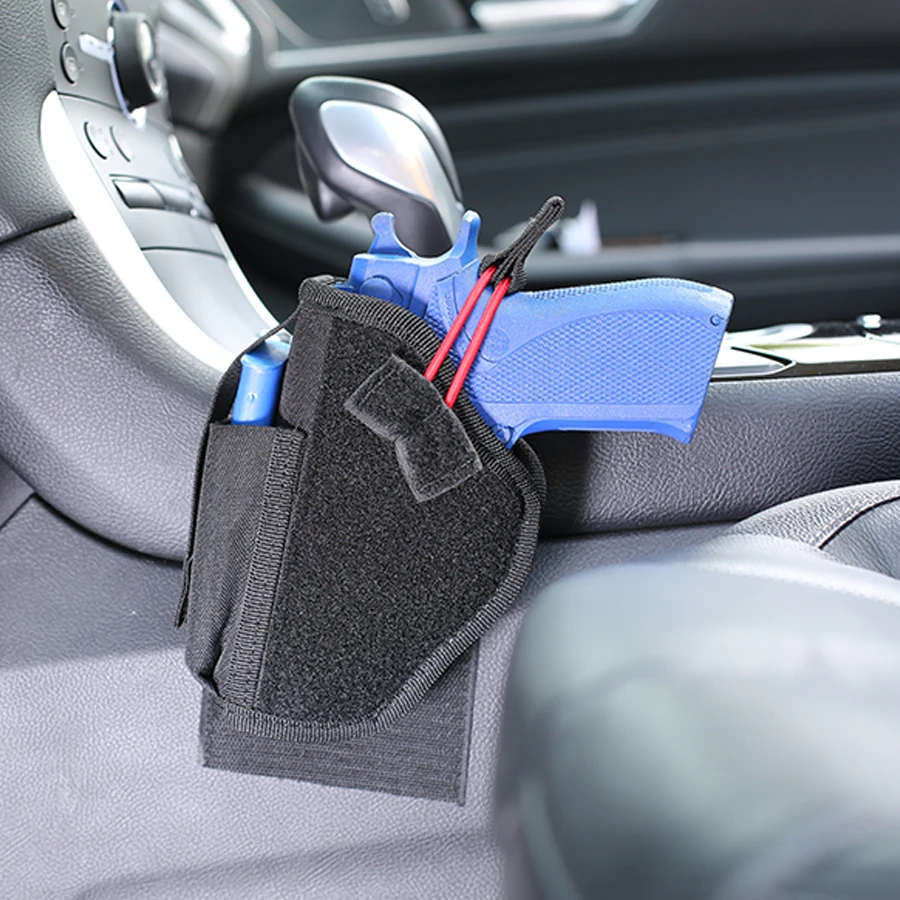 Car Holster Vehicle Holster Universal Conceal Carry Ambidextrous Holster with Mag Pouch Black Nylon Safe Hook and Loop Fastener