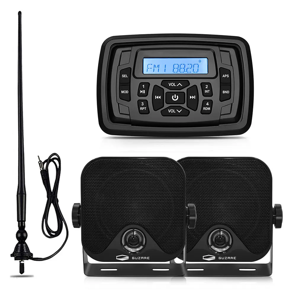 

Waterproof Marine Stereo Audio Boat Radio Bluetooth Receiver Car MP3 Player+4inch Marine Speakers+FM Antenna For RV ATV Yacht