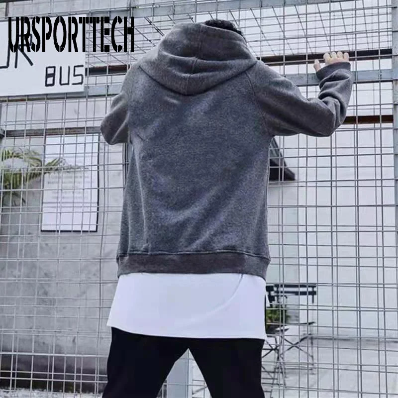 URSPORTTECH Hoodies Sweatshirt Men Women Hoodie Sweatshirt Loose Hip Hop Streetwear Hooded Pullover Patchwork Couple Hoodies