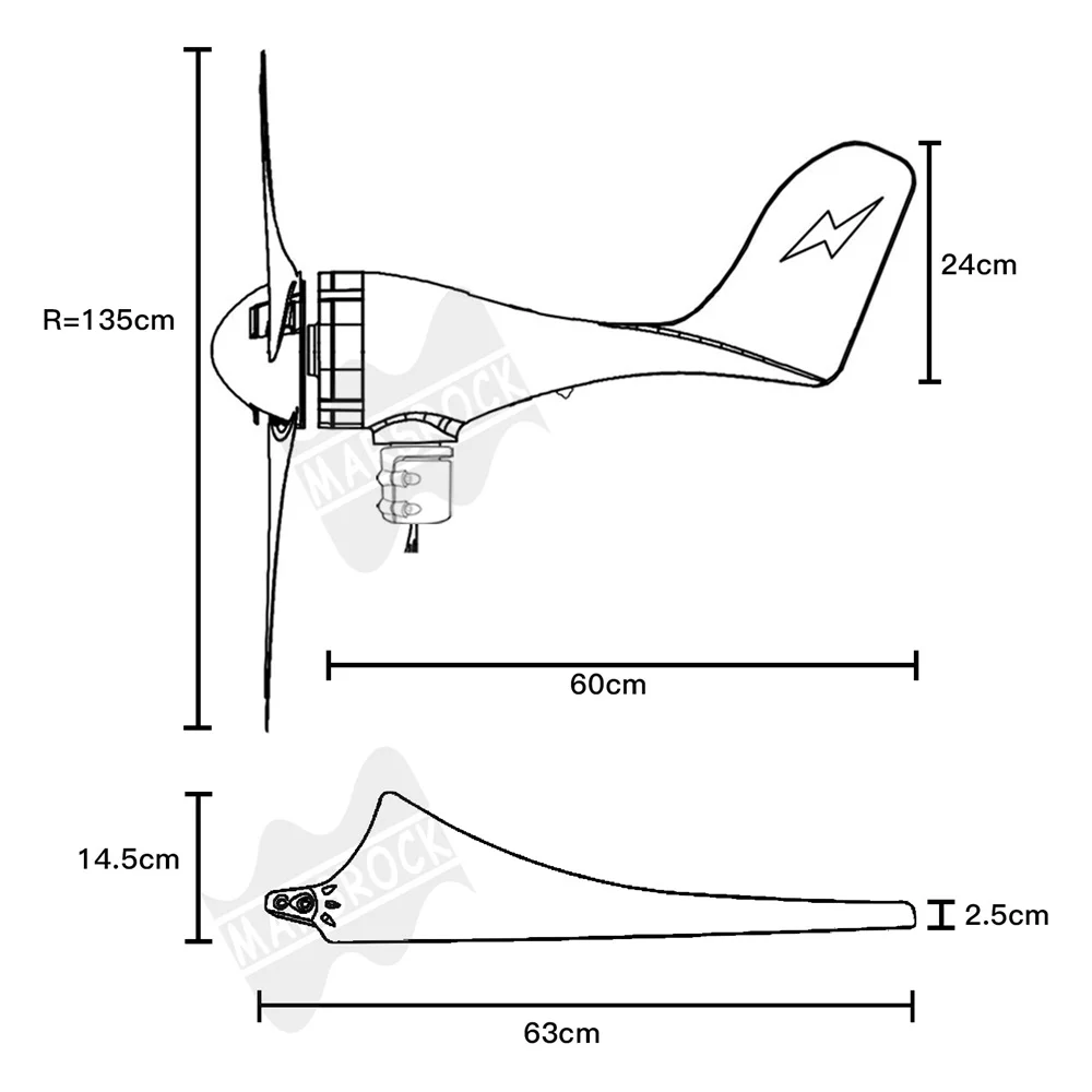 600W 12V 24V Wind Turbine Generator 3 5 Blades Residential AC Hawt Wind Mill with Free MPPT Controller Charging Indicator LED