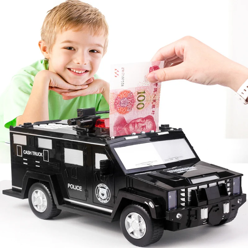 Piggy Bank ATM Fingerprint Password Cash Truck Car Money Box Safe For Money Coin Cash Bank Music Toy Gifts For Children Boy