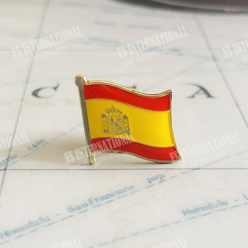SPAIN National Flag Embroidery Patches Badge Shield And Square Shape Pin One Set On The Cloth Armband Backpack Decoration Gifts