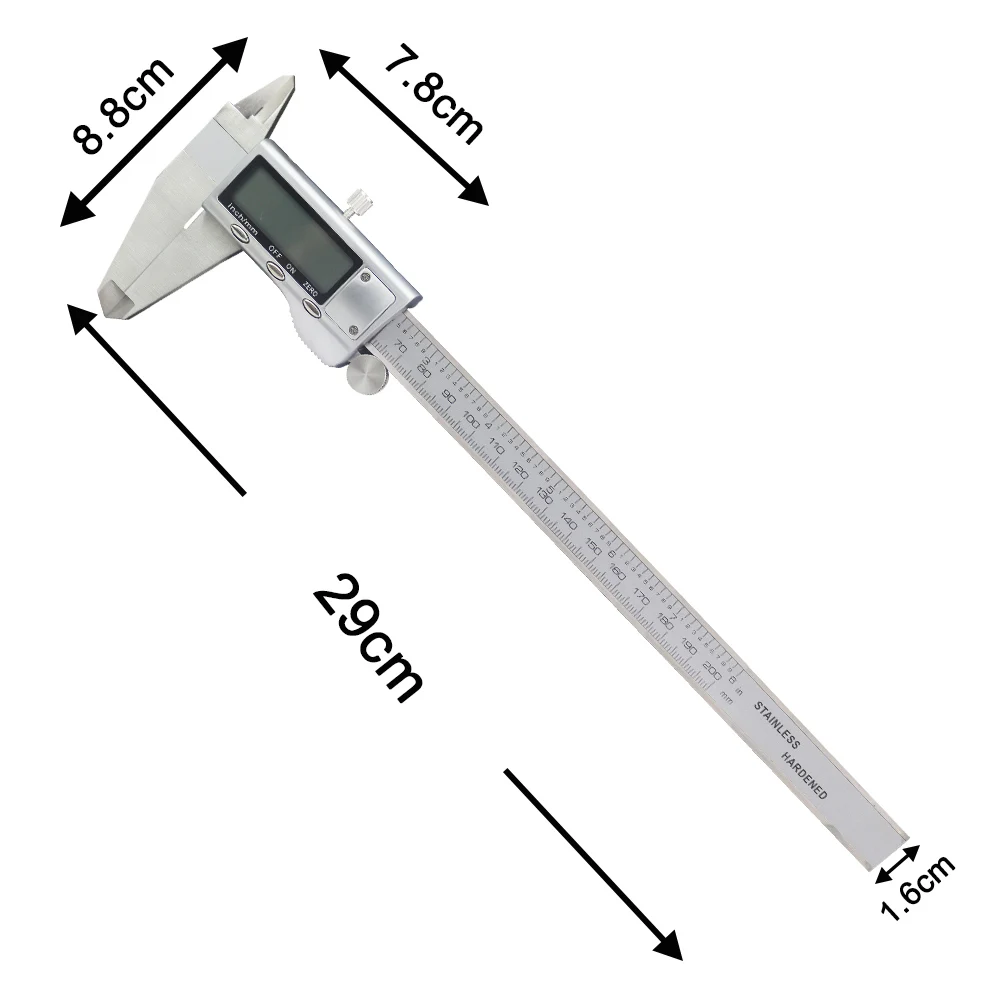 Micrômetro digital eletrônico com display lcd, 150mm, 200mm, 6 polegadas, 8 polegadas, de aço inoxidável, ferramenta de medição de calibre