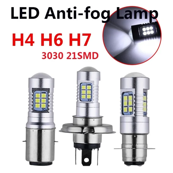 Luz de farol para motocicleta led 21smd 3030 lâmpada de farol 1200lm branca 21w