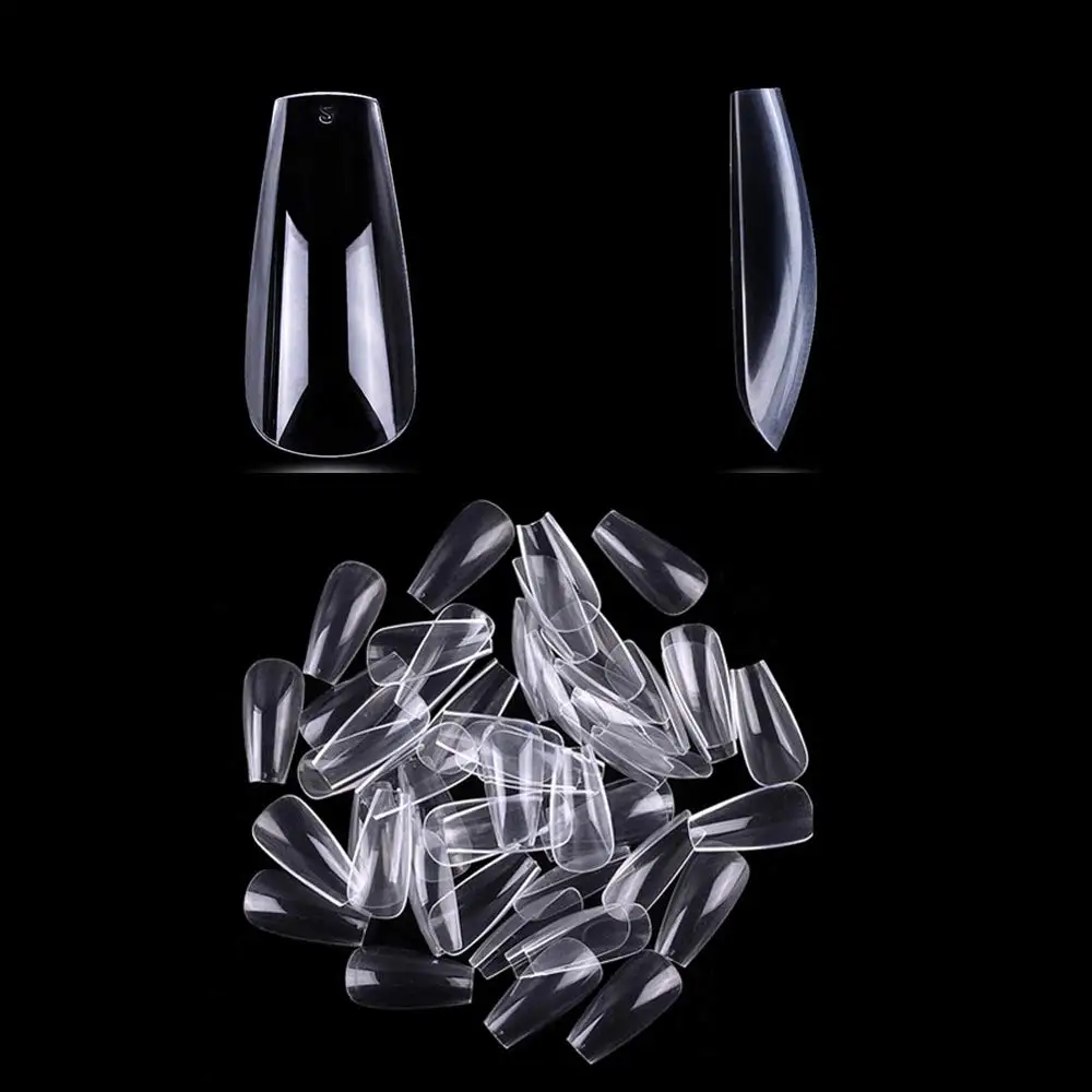 120pcs/Bag Nail Tips Coffin Press on Nail Clear Full Cover Fake Nail Artificial Press on Long Ballerina