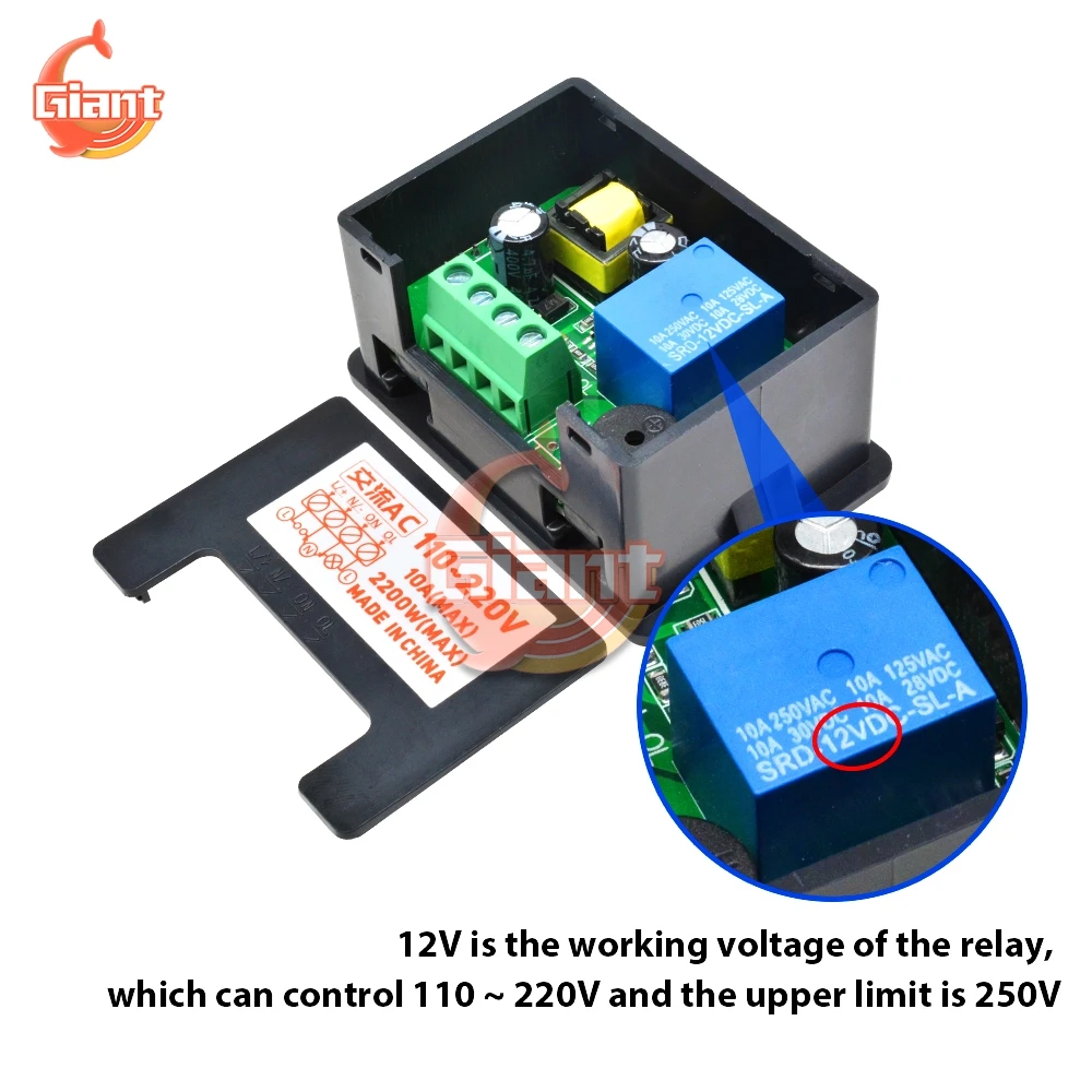 1.37 inch LCD Digital Display Microcomputer Time Controller AC 110-220V DC12V 24V Timer 0000-9999S 480W 2200W Control Module