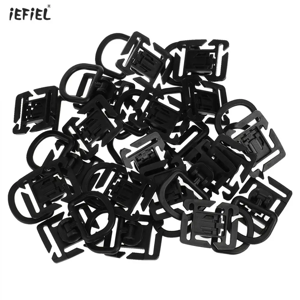 

20 Backpack Strap Buckles Durable Plastic Paracord Fasteners Portable Hose Holder Gear Clips Bags Belts Webbing Fixed Clasps Set