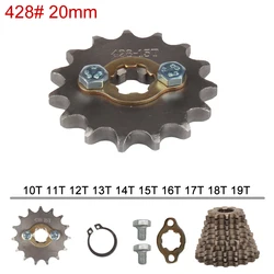 428 Chain 20mm 10 11 12 13 14 15 16 17 18 19 Teeth Front Engine Sprockets For 50 110 125 160cc Dirt Pit Bike ATV Quad Motorbike