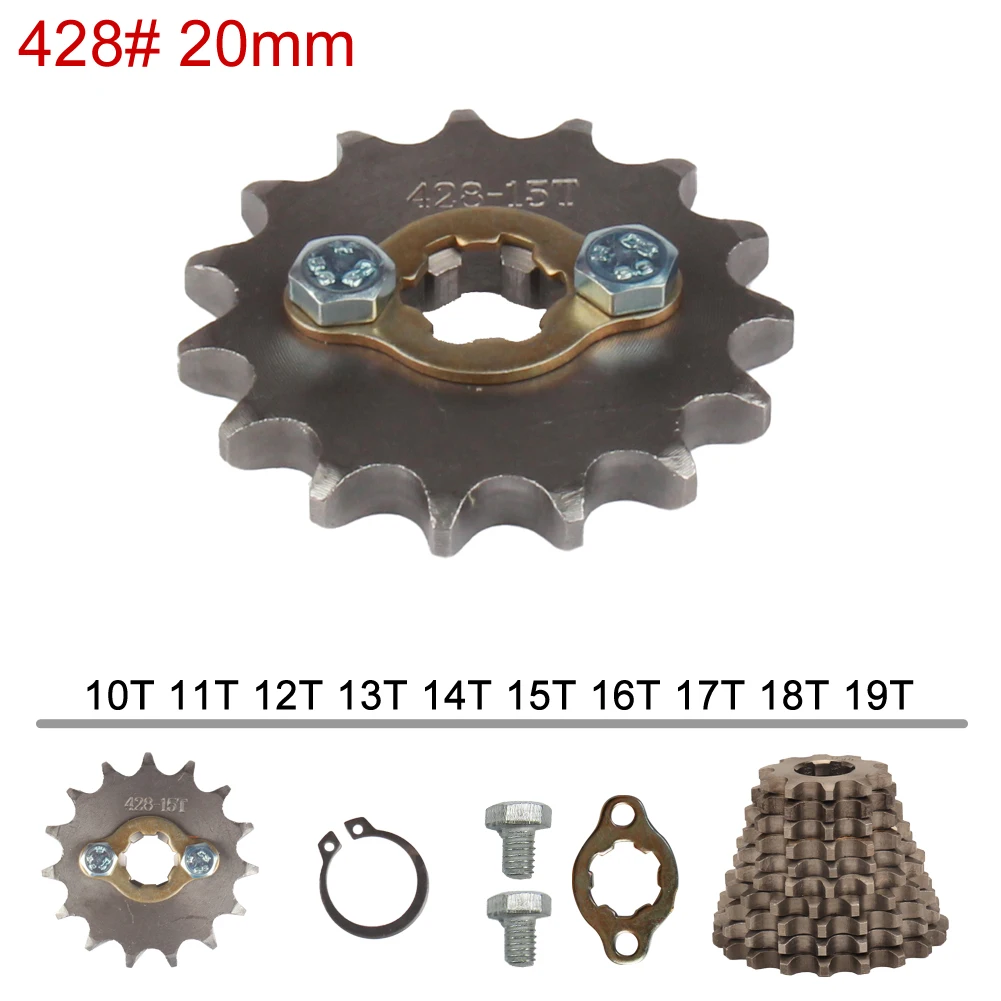 428 Łańcuch 20mm 10 11 12 13 14 15 16 17 18 19 Zęby przednie koła zębatego silnika do 50 110 125 160cc Dirt Pit Bike ATV Quad Motorbike