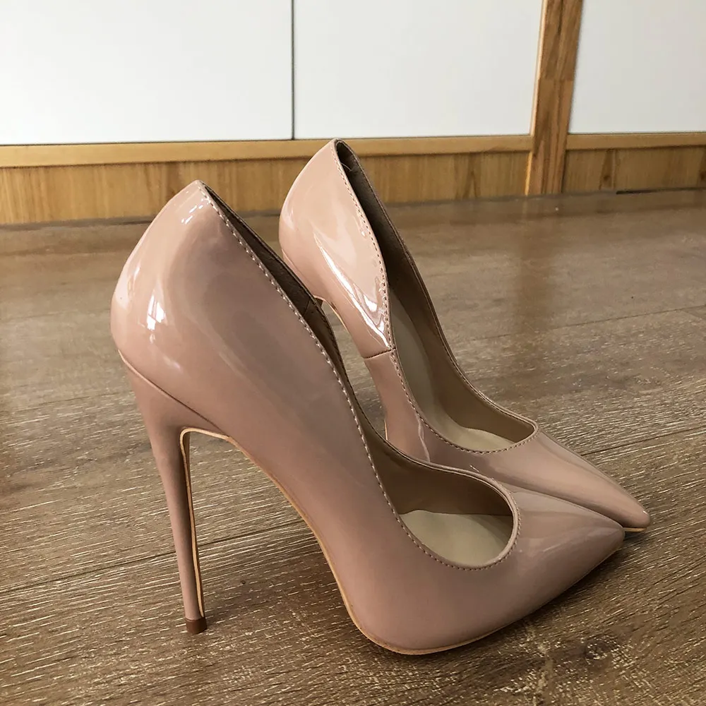 Veowalk Solid Color Women Sexy Pointed Toe Pumps Ultra High Thin Stiletto Heels Shoes Ladies Patent Leather Fashion Party Shoes