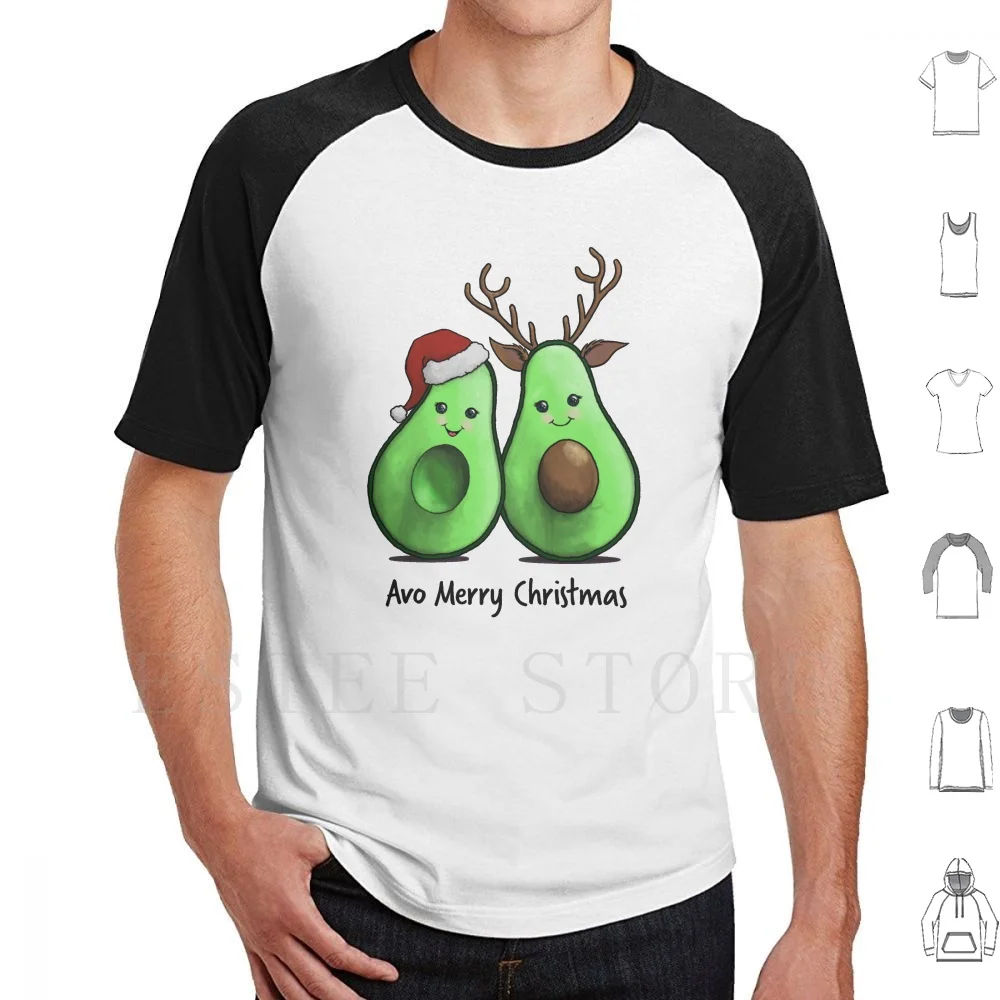 Avo Merry Christmas T Shirt DIY Big Size 100% Cotton Avo Avocado Merry Christmas Christmas Avo Merry Christmas Cute Cartoon