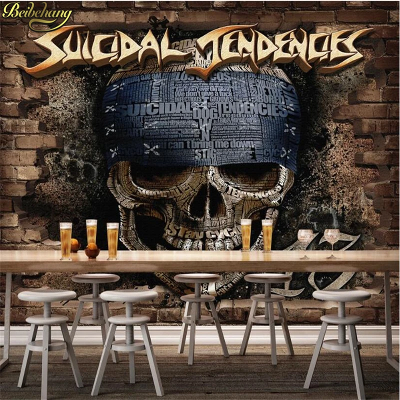 Custom 3d wallpaper Skull head horror background landscape painting  Wall paper for Living Room Bedroom Home Decor Stickers