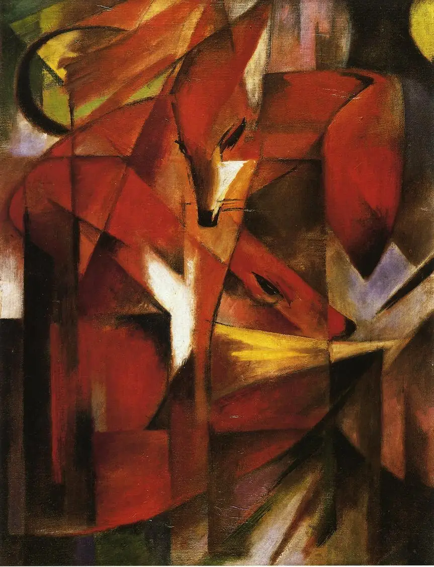 100% handmade Oil Painting reproduction on linen canvas,The fox 1913 by Franz Marc,Free Shipping,High Quality