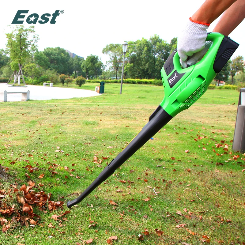 East 18V Li-ion Cordless Blower Leaf Blower 1300mAh Rechargeable Battery Garden Power Tools ET1006 Portable Long Pole Green