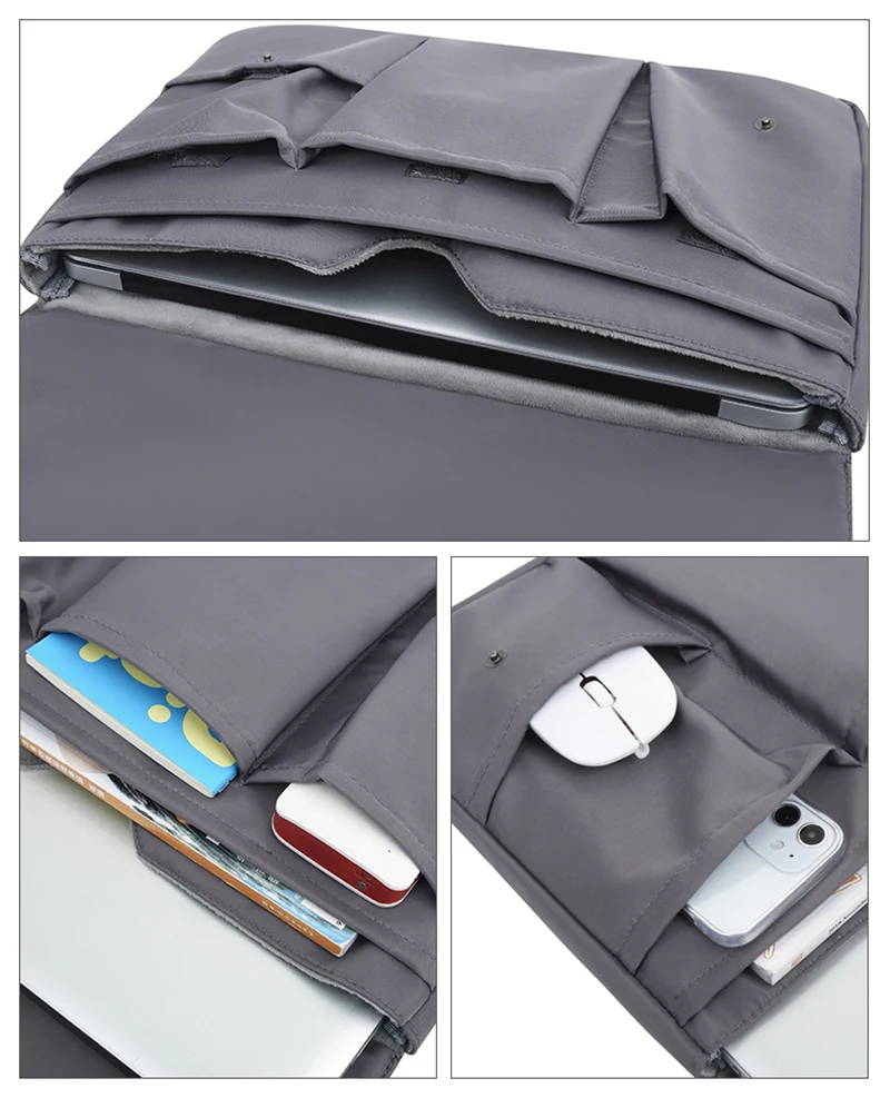 Laptop Tasche Für MacBook Air 13 Fall Xiaomi HP Dell Für 11,6 12 13 13,3 14 15 Zoll Laptop Multi-schicht Lagerung Snap-auf Laptop Cas – Detail 9