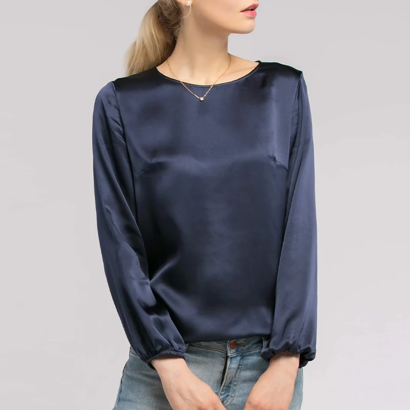 2022 New Spring Autumn Satin Woman Tshirts Vintage Long Sleeve Harajuku Shirts For Women Sexy Tops  Female Clothing